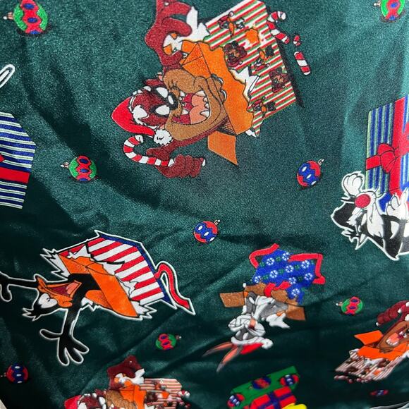 Looney Tunes Green Satin Slip Dress, Vintage 1997, Polyester, L - Picture 10 of 14